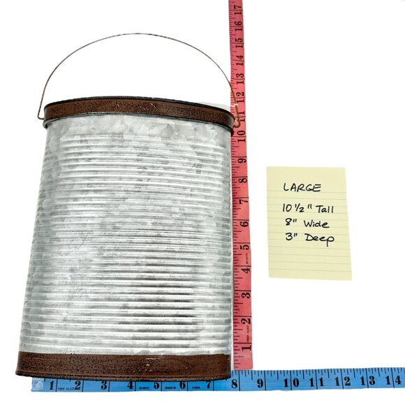 Transpac Galvanized Metal Containers Trio Rustic Oval Design Storage Buckets - Picture 5 of 12